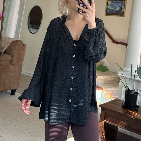 Show me your MuMu black leopard print elegant blouse/shirt/tunic dress - Picture 7 of 12